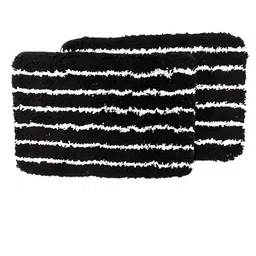 Ariana 2 Pcs Black & White Striped 1600 GSM Microfibre Anti-Skid Bath Rugs-picture-20