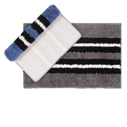 LUXEHOME INTERNATIONAL Set of 2 Stripped Bath Rugs-picture-46