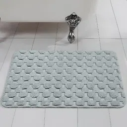 Saral Home Grey Textured Cotton 1000 GSM Anti-Skid Bath Rug-image-4
