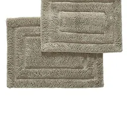 SENSES Taupe 2 Pieces Embossed 2800 GSM Cotton Non-slip Lightweight Bath Rugs image 4