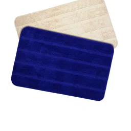 Saral Home Set Of 2 Blue & Grey Self-Design Super Soft Anti-Skid Bath Rugs image 3