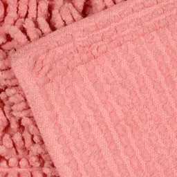 Saral Home Pink Set of 2 1666 GSM Cotton Shaggy Mat image 2