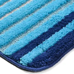 Saral Home WOW Blue & Beige 2 Pieces Striped 650 GSM Microfiber Antiskid Bath Mat- image 2