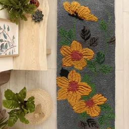 Saral Home  Grey & Yellow Printed Pure Cotton Runners image 2