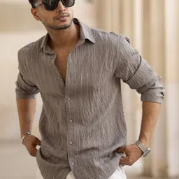 Powerlook Men Spread Collar Vertical Striped Cotton Casual Shirt-picture-24