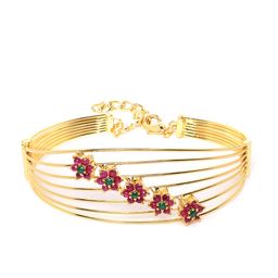 Zaveri Pearls Green & Magenta Gold-plated CZ-Studded Floral-Shaped Bangle Style Bracelet-picture-34