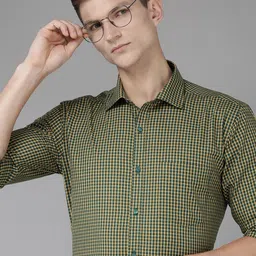 Park Avenue Men Pure Cotton Slim Fit Opaque Checked Formal Shirt-picture-33