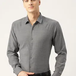 SOJANYA Men Grey Regular Claasic Fit Textured Formal Shirt-image-2