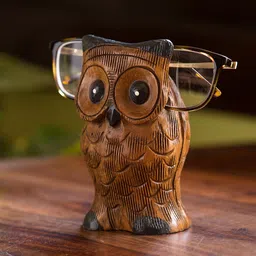 ExclusiveLane Brown Wooden Handcarved Owl Spectacle Holder Showpiece-picture-41