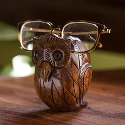 ExclusiveLane Brown Wooden Handcarved Owl Spectacle Holder Showpieces-image-76