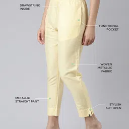 TWIN BIRDS Women Mid-Rise Shimmer Solid Functional Pockets Straight Trousers-picture-27