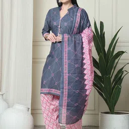 Rajnandini Floral Printed Mandarin Collar Straight Kurta With Salwar & Dupatta-picture-35