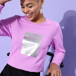 DressBerry Women Charming Purple Graphic Bling and Sparkly Sweatshirt-image-28