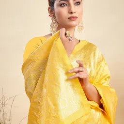 KALINI Ethnic Motifs Woven Design Zari Silk Blend Banarasi Saree-picture-13