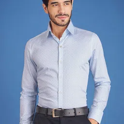 LOUIS STITCH Comfort Opaque Micro Ditsy Spread Collar Cotton Formal Shirt-image-90