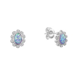 Nistra Tranquil Beauty Sterling Silver Rhodium-Plated Opal Studded Stud Earrings-picture-31