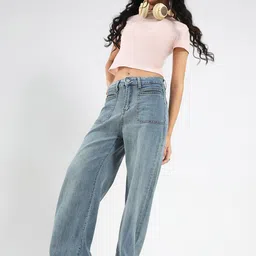 StyleCast X SERA Women Smart Wide Leg High-Rise Light Fade Stretchable Jeans-picture-35