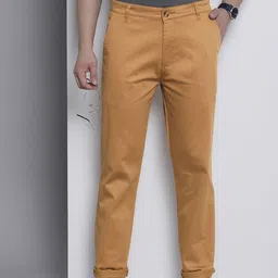 The Indian Garage Co Men Solid Slim Fit Chinos Trousers-image-19