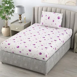 BOMBAY DYEING Dream Lover Pink Floral Printed Cotton 104TC Single Bedsheet Set 2.24 x 1.4m image 1