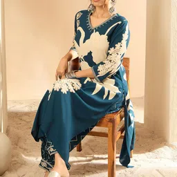 Indo Era Women Floral Printed Regular Sequinned Kurta with Salwar-picture-25