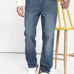 Roadster Men Straight Fit Mid-Rise Low Distress Heavy Fade Stretchable Jeans-image-54