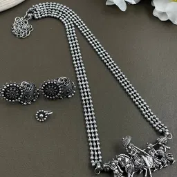 NAMAN ARTS Nidhi Silver-Plated Oxidised Necklace Jewellery Set-picture-16