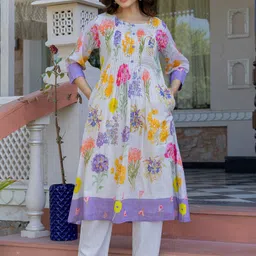 Indo Era Printed Pure Cotton A-Line Tunic & Trousers Co-Ord Set image 5