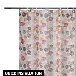 Kuber Industries Orange & White 3 Pieces Printed Waterproof Shower Curtains image 5