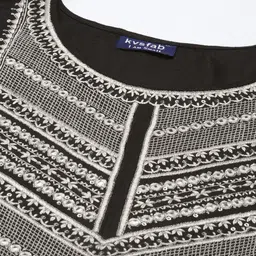 Kvsfab Women Black Embroidered Mirror Work Kurta with Trousers & Dupatta image 2