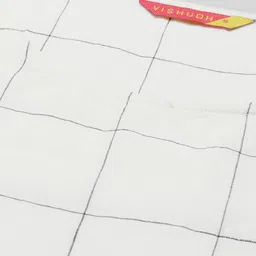 Vishudh Women Off-White & Black Checked Straight Kurta With Striped Palazzos image 3