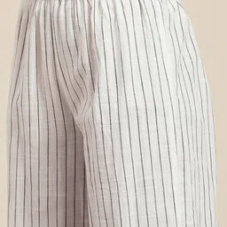 Vishudh Women Off-White & Black Checked Straight Kurta With Striped Palazzos image 4