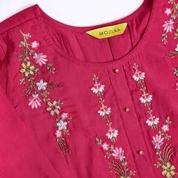 MOJILAA Floral Yoke Design Thread Work Straight Kurta with Salwar & Dupatta image 5