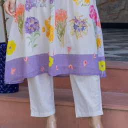 Indo Era Printed Pure Cotton A-Line Tunic & Trousers Co-Ord Set image 2