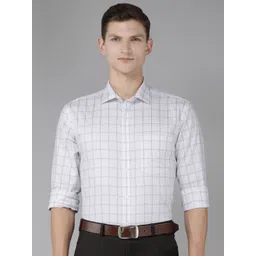 Park Avenue Windowpane Checked Slim Fit Pure Cotton Formal Shirt image 4