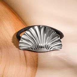 Rubans Set Of 2 18K Gold & Rhodium Plated Sculpted Twisted & Shell Design Hair Ties image 5