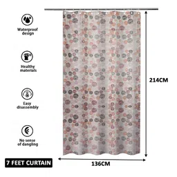 Kuber Industries Orange & White 3 Pieces Printed Waterproof Shower Curtains image 4
