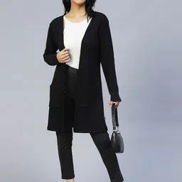 Rigo Cotton Open Front Waffle Knit Longline Shrug image 3