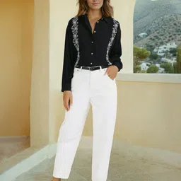 U.S. Polo Assn. Women Floral Embroidered Cuffed Sleeves Shirt Style Top-picture-49
