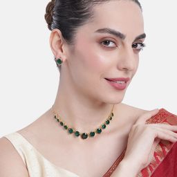 Estele Gold Plated Sparkling Necklace set with Crystals-picture-24