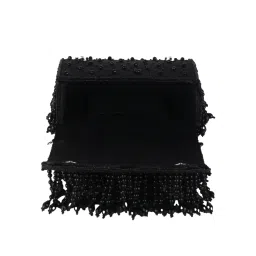 SWISNI Black Crystal Flap Stylish Clutch Bag (M) image 2