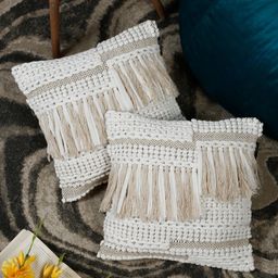 HOSTA HOMES White & Beige Set of 2 Abstract Square Cushion Covers-picture-20