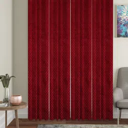 HOSTA HOMES Set of 4 Red Geometric Door Curtain-picture-11