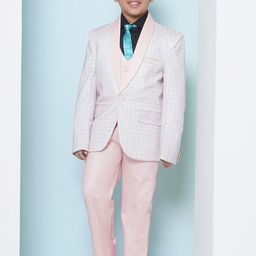 Aj DEZInES Boys Checked Slim-Fit Single-Breasted Five-Piece Cotton Formal Suit-picture-15