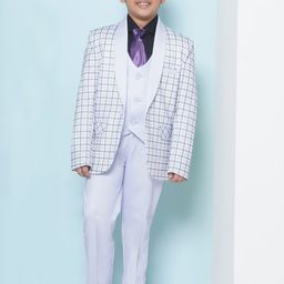 Aj DEZInES Boys Checked Slim-Fit Single-Breasted Five-Piece Formal Suit-picture-21