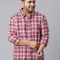 Instafab Plus Men Maroon Classic Tartan Checks Opaque Checked Casual Shirt-picture-36