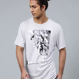 Reebok Men Grey Melange & Black Printed Activchill+Cotton Training T-Shirt-picture-42