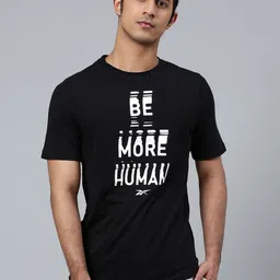 Reebok Men Black  White Printed Graphic Series Be More Human Crew Pure Cotton T-shirt-picture-52