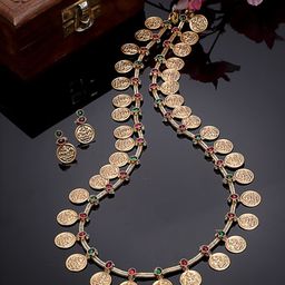 PANASH 18KT Gold-Plated Stainless Steel Artificial Stone-Studded Temple Jewellery Set-picture-33
