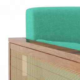 urban ladder Korai Two seater sofa -Finish -Teak,Fabric - Lagoon Green Futon image 5