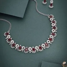 TANLOOMS Silver-Plated Stone-Studded Jewellery Set-picture-23